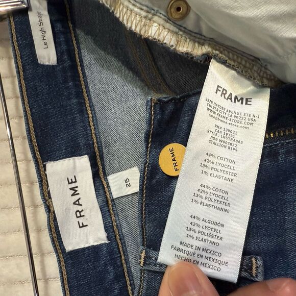 FRAME DENIM Le High Rise Straight Jeans Pants Cobain Blue Size 25x27 - Picture 8 of 12